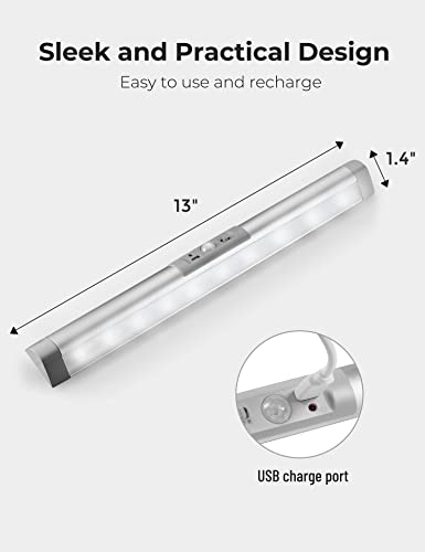 Joyzy 3 Pack Automatic Motion Sensor Closet Lights with Eye-Protection Design, LED Under Cabinet Wireless Lighting, Rechargeable Closet Lightings for Wardrobe Pantry Light - color: 3 pack