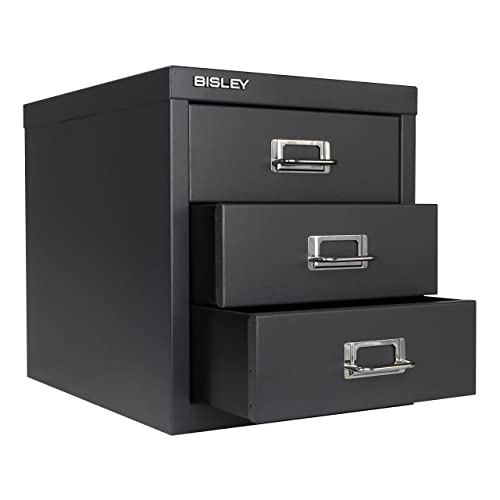 Bisley 3-Drawer Steel MultiDrawer Cabinet - Anthracite Grey - color: Anthracite Grey, size: 3 Drawer