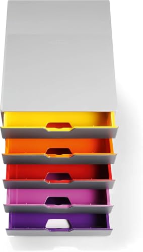 Durable Varicolor Drawer Organizer, 5 Color Coded Drawers, Gray - style: 5-Drawer