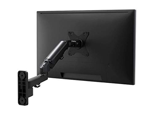 Monoprice Full Motion Wall Mount - for Monitors Up to 27 Inch, Adjustable Gas Spring, 2-Segment, Supports Max Weight 15.4 Pounds, Black - Workstream Collection - style: 2 Segment