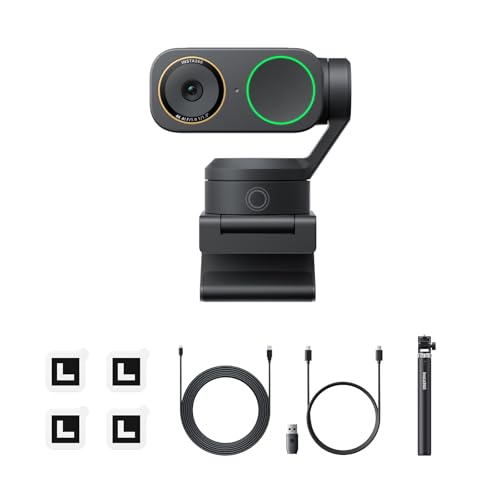 Insta360 Link 2 Pro Creator Bundle – 4K PTZ Webcam for PC/Mac, 1/1.3” Sensor, Low-Light, AI Tracking, HDR, Directional Noise-Canceling Mics, Supports Stream Deck, Zoom, Twitch for Streaming - style: Creator Bundle