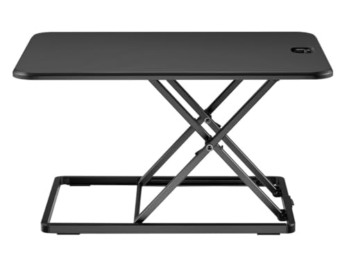 Monoprice Ultra-Slim Single Top Height Adjustable Compact Sit-Stand 26-Inch Desk Converter Riser, Compact Sit Stand Desktop Converter for Monitor or Laptop, Black