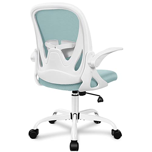 Office Chair Ergonomic Desk Chair with Flip up Armrests Swivel Breathable Desk Mesh Computer Chair with Adjustable Lumbar Support and Height for Conference Room (Light Blue) - color: Light Blue