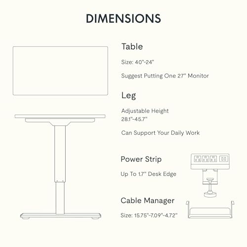 FLEXISPOT EN2 40"x24" Standing Desk with Power Strip Bundle, Maple | One-Piece Desktop, Easy-Access Clamp Power Strip Bundle, Organized Cable Management, Modern Home Office Setup - color: Black Frame + Maple Top, size: 40x24