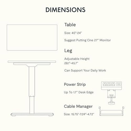FLEXISPOT EN2 40"x24" Standing Desk with Power Strip Bundle, Maple | One-Piece Desktop, Easy-Access Clamp Power Strip Bundle, Organized Cable Management, Modern Home Office Setup - color: Black Frame + Maple Top, size: 40x24