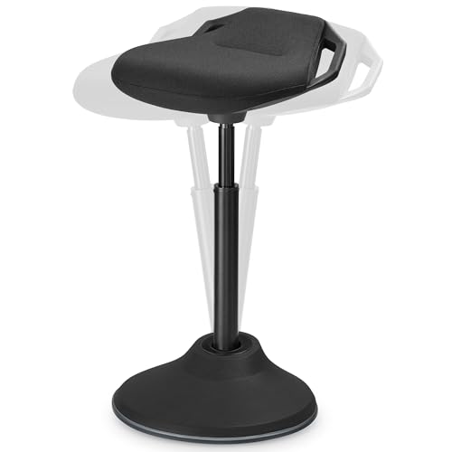SONGMICS Ergonomic Wobble Stool, Height Adjustable Swivel Balance Chair - color: Ink Black (Fabric Upholstery), size: 16.5"D x 15"W
