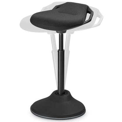 SONGMICS Ergonomic Wobble Stool, Height Adjustable Swivel Balance Chair - color: Ink Black (Fabric Upholstery), size: 16.5"D x 15"W