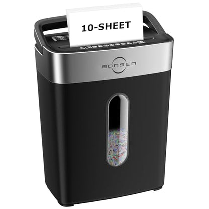 Bonsen 10-Sheet Cross Cut Paper Shredder for Home Office Heavy Duty - color: Black, size: 10-Sheet Cross Cut