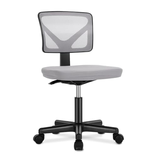 DUMOS Armless Desk Chairs, Small Home Office Mesh Chairs | Ergonomic Adjustable Mid Back, Swivel Rolling Task, Computer Work Vanity Small Spaces, Dark Grey - color: Dark Grey, size: 1pc