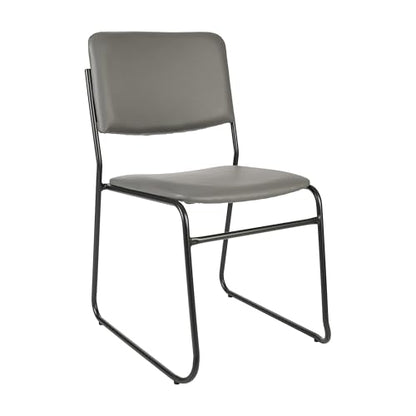 Flash Furniture Hercules Vinyl Stackable Chair with Sled Base, Gray | Vinyl Upholstery, 500 LBS. Weight Capacity - color: Gray Vinyl/Black Frame, size: Set of 1