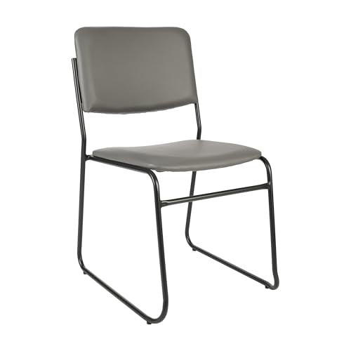 Flash Furniture Hercules Vinyl Stackable Chair with Sled Base, Gray | Vinyl Upholstery, 500 LBS. Weight Capacity - color: Gray Vinyl/Black Frame, size: Set of 1