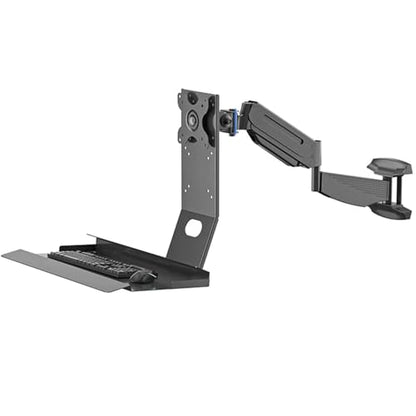 Monitor Wall Mount with Keyboard Tray, Sit-Stand Single Monitor Workstation with Gas Spring Arm, Foldable Typing Platform, Adjustable Height and Angle, Max Load 10 Kg (45cm) - size: 45cm