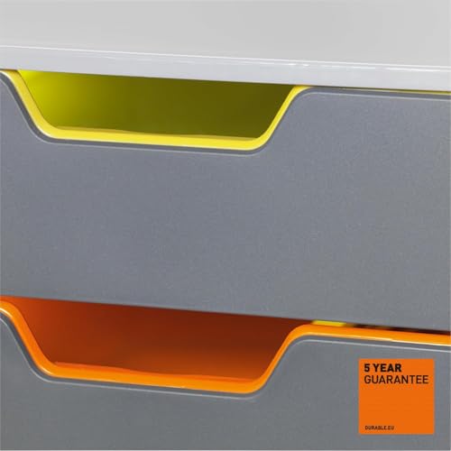 Durable Varicolor Drawer Organizer, 5 Color Coded Drawers, Gray - style: 5-Drawer