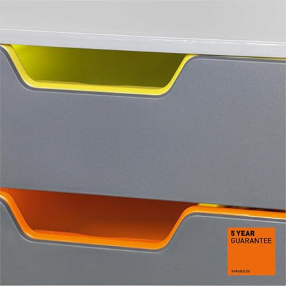 Durable Varicolor Drawer Organizer, 5 Color Coded Drawers, Gray - style: 5-Drawer