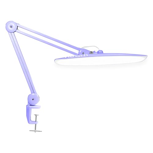 Neatfi XL 2200 Lumens 24W LED Desk Lamp – Shadow-Free Task Lighting | 4-Level Dimming | Home Office & Crafts Use | 20-Inch Wide Head (Lavender, Non-CCT with Clamp) - color: Lavender, size: Non-CCT with Clamp