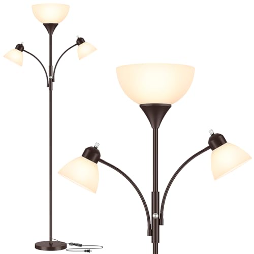 Coucrek Torchiere Floor Lamps for Living Room, 72" Dimmable Reading Lamp - color: Brown