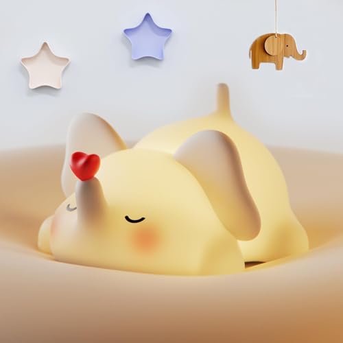 Little Loving Elephant Cute Night Light, 3-Level Dimmable Soft Light, Timed, Rechargeable, Silicone Bedside Touch Lamp, Creates a Cozy Ambiance, Ideal Decoration and Gift for Girls, Women, and Kids - style: Elephant Shape