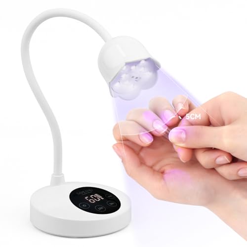 SAVILAND 30W U V Nail Lamp: Gel Nail Lamp Cordless U V Light for Gel Nails Smart Sensor LED Flash Cure Lamp lampara led para uñas Profesional Gooseneck U V Nail Light Nail Salon Home DIY Manicure - color: Blue