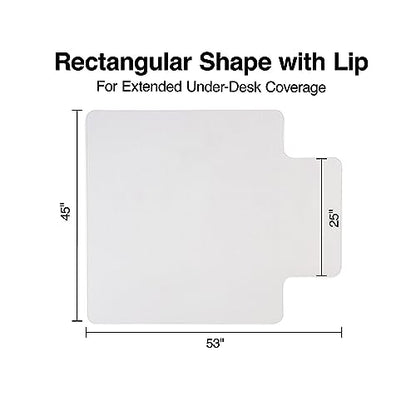Staples Office Chair Mat, Clear Floor Mats with Lip, Hard Floors, Textured Underside, Extended Under-Desk Coverage, 53 x 45 Inch, Smooth Glide - size: 45" x 53", style: Hard Floor
