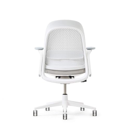 Haworth Breck Ergonomic Office Chair, Home Office Desk Chair, Lunar | Computer Desk Chair with Height-Adjustable Lumbar Support, White Trim, Duo-Tone Hard Casters, and 4D-Arms - color: Lunar, style: White Trim