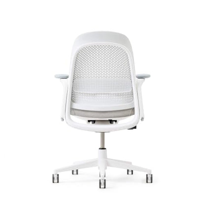 Haworth Breck Ergonomic Office Chair, Home Office Desk Chair, Lunar | Computer Desk Chair with Height-Adjustable Lumbar Support, White Trim, Duo-Tone Hard Casters, and 4D-Arms - color: Lunar, style: White Trim