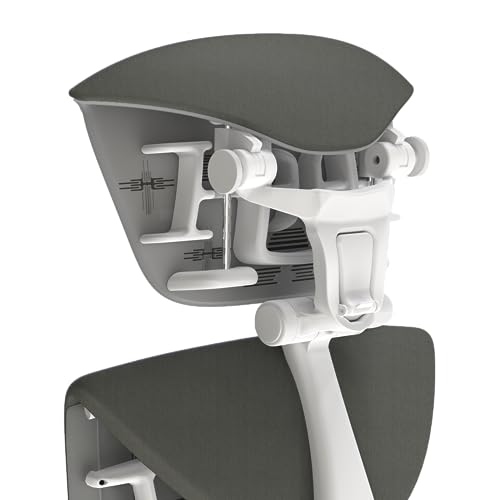 OFFICE LOGIX SHOP Embody Headrest Compatible with Herman Miller Embody Chair (Grey Rythem Fabric/White Frame) - color: Grey Rythem Fabric/White Frame