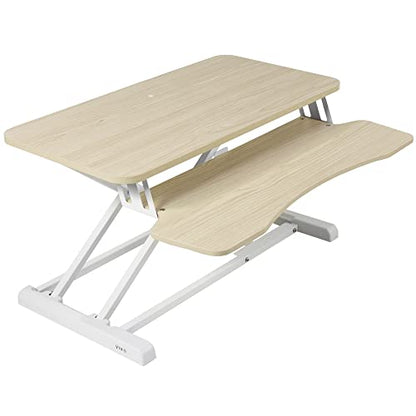 VIVO Light Wood 32 inch Standing Desk Converter, DESK-V000KF - color: Light Wood, size: 32"