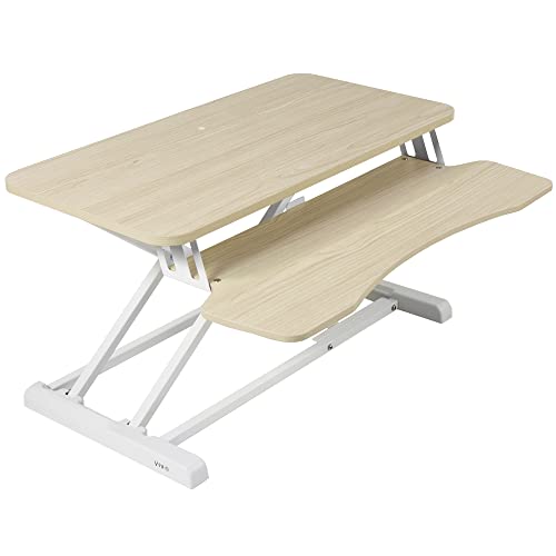 VIVO Light Wood 32 inch Standing Desk Converter, DESK-V000KF - color: Light Wood, size: 32"
