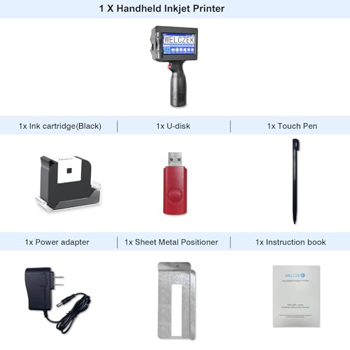 TIJ127 Handheld Inkjet Printer with 4.3Inch Touch Screen | Portable, Quick Drying Handheld Inkjet Printer, For Barcode Text Logo QR Code Batch Number, Support 25 Languages