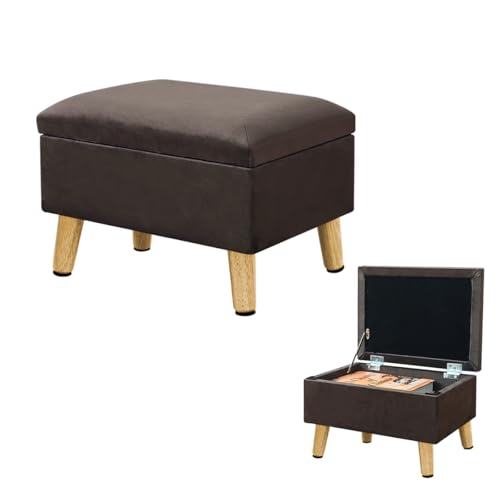lumizone Small Ottoman with Storage Foot Rest Foot Stool Brown - color: Brown