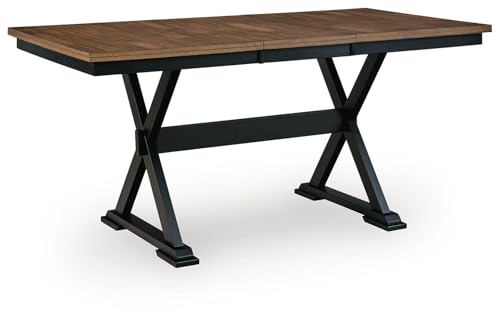 Signature Design by Ashley Farmhouse Counter Height Dining Table, Brown - style: Counter Table