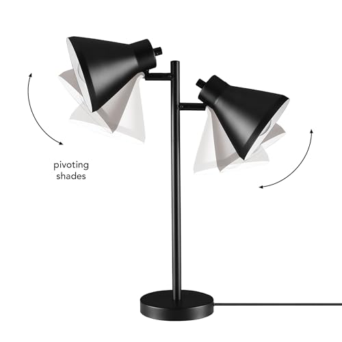 Globe Electric 18" 2-Light Desk Lamp, Industrial Design, Pivoting Heads, Matte Black Finish, Dual On/Off Switches, E26 Base, 52999 - color: Matte Black, Industrial
