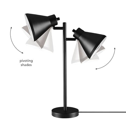 Globe Electric 18" 2-Light Desk Lamp, Industrial Design, Pivoting Heads, Matte Black Finish, Dual On/Off Switches, E26 Base, 52999 - color: Matte Black, Industrial