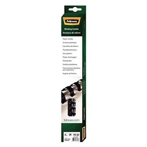 Fellowes A4 6mm Plastic Binding Combs, Binds 2-20 Pages, Blue, Pack of 25 - color: Blue, size: 6mm