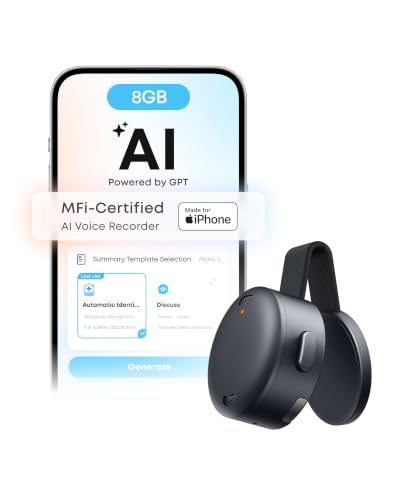 soundcore Work by Anker, Coin-Sized AI Voice Recorder, 8GB, MFi Certified | AI Note Taker for Meetings, AI Transcription and Summarization, Cross-Meeting Summary - color: Black, size: 8GB