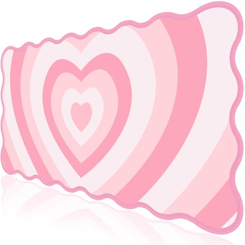 L-SPOUTTO Pink Mouse Pad,Cute Desk Mat XXL Large Scalloped Gaming Mousepad,35.4x15.7in Non-Slip Rubber Base Keyboard Pad Waterproof Desktop Mat for Laptop Computer Work Game Home Office-Pink Heart - color: Pink Heart