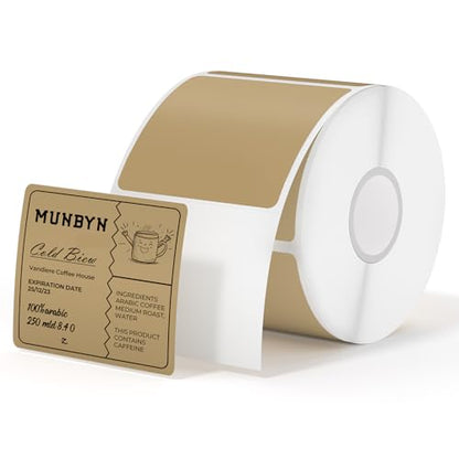 MUNBYN 2x2 Thermal Labels, 750 Sheets/Roll, Brown - color: Brown, size: 2x2"