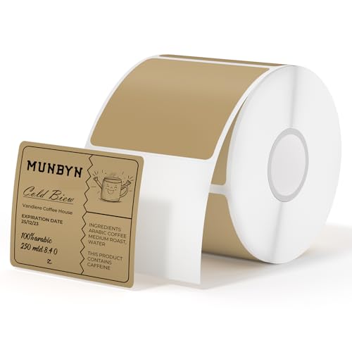 MUNBYN 2x2 Thermal Labels, 750 Sheets/Roll, Brown - color: Brown, size: 2x2"