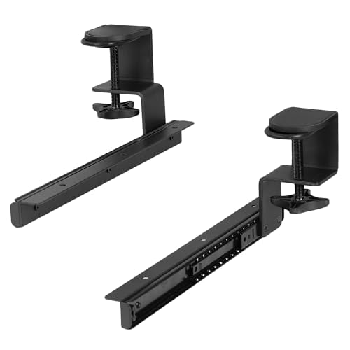 VIVO Clamp and 12 inch Rail Set for DIY Custom Wooden Keyboard Trays (Rail Set Only - Tray Not Included), Pull Out Slider Track with C-clamp Mount System, Black, MOUNT-RAIL02 - color: Black