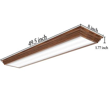 4FT LED Light Fixture with 3000K/4000K/5000K CCT Selectable Dimmable 4 Foot LED Linear with Wooden Look 50W 5500LM Flush Mount Ceiling Wraparound for Kitchen, Bedroom, Laundry, 2 Pack - size: 4FT | 2 Pack
