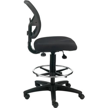 Adjustable Drafting Stool with Mesh Back – Ergonomic Office Drafting Chair with Footrest, Armrests & Height Adjustment (Black) - color: Black