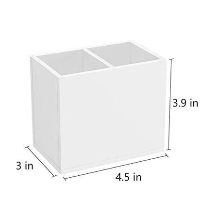 NIUBEE White Acrylic Pen Holder 2 Compartments, Desk Office Pencil Cup Desk - color: White, size: 2 Cube
