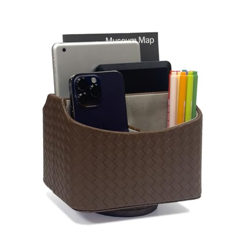 UnionBasic Rotating Desk Organizer, 360 Desk Spinning Caddy, Desktop TV Guide/Mail/Media/Remote Controller Holder Organizer, Woven Coffee - color: Woven Coffee