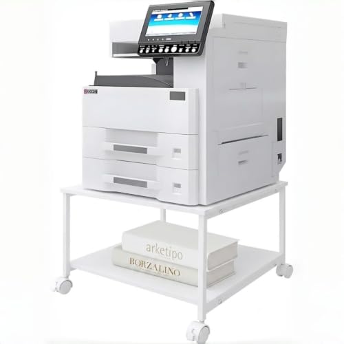2-Tier Under Desk Printer Stand, 19.5" x 19.5" Large Rolling Printer Cart - color: White, size: 2-Tier