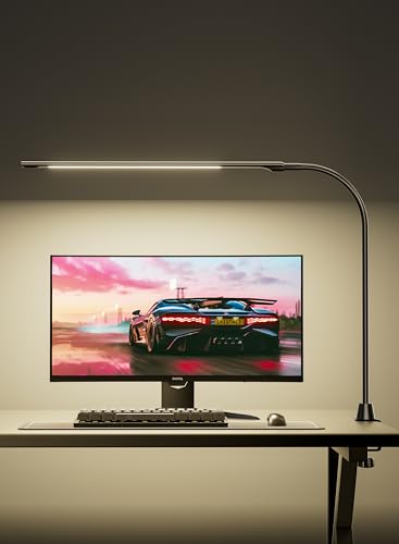 deeloop CRI95+ LED Desk Lamp, Eye-Care Clamp Light, 16" Workspace Lamp | Premium workspace lighting with accurate colors and soft illumination for comfortable reading, creating, and office tasks - color: 40CM-Black