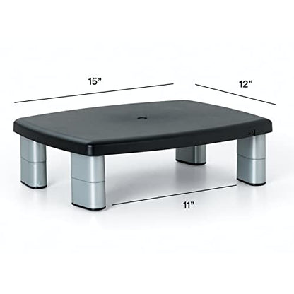 3M Adjustable Monitor Stand, Three Leg Segments, Simply Adjust Height from 1" to 5 7/8", Holds Up to 80 lbs, 11" Space Between Columns, Silver/Black (MS80B) - size: 11-Inch