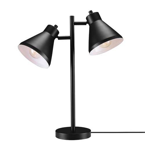 Globe Electric 18" 2-Light Desk Lamp, Industrial Design, Pivoting Heads, Matte Black Finish, Dual On/Off Switches, E26 Base, 52999 - color: Matte Black, Industrial