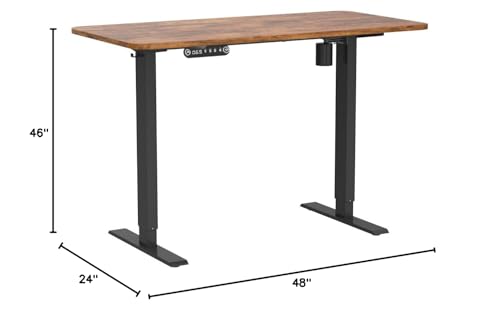 farexon 48x24 Inch Electric Standing Desk with Wheels, Brown - color: Brown, size: 48 x 24''