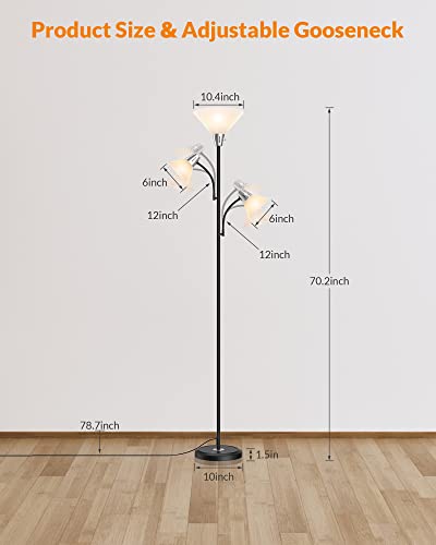 LEPOWER Floor Lamp, Bright Standing Lamp with Replaceable 3000K LED Lights - style: Floor Lamp (3 heads)