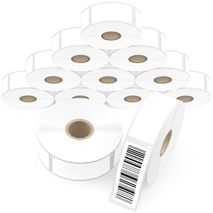 12 Rolls Thermal Address Labels Compatible for Dymo 30336 (1" x 2 1/8") | 6000 Pcs White Multipurpose Labels for Labelwriter 450, 450 Turbo, 4XL Printers (NOT for 550, 5XL) - size: 1” x 2 1/8” - 30336